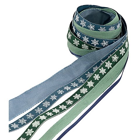 Bänderpaket "Weihnachten", grün-blau, 2–20 mm, 5x 2 m Bänderpaket "Weihnachten", grün-blau, 2–20 mm, 5x 2 m von buttinette