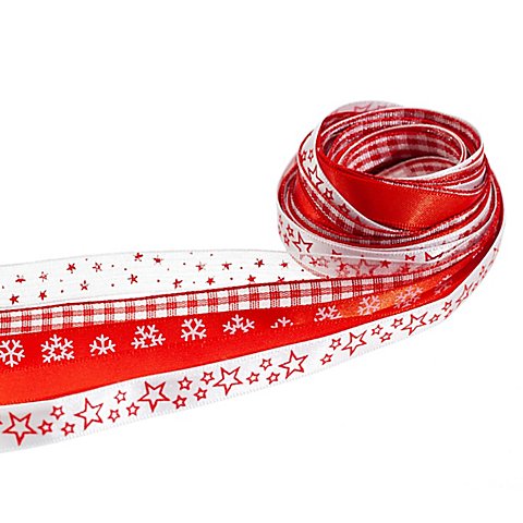 Bänderpaket "Weihnachten", rot-weiß, 10 mm, 5x 2 m von buttinette