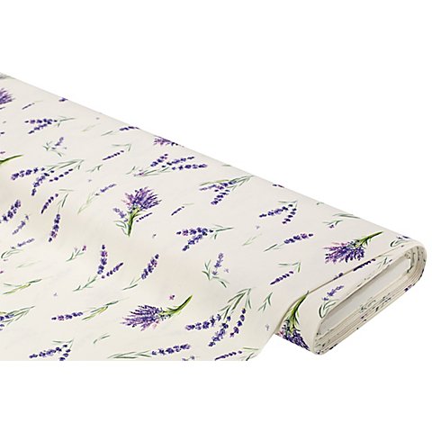 Baumwoll-Canvas "Lavendel", weiß/lila von buttinette