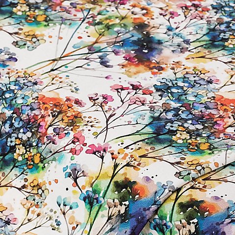 Baumwoll-Jersey-Digitaldruck „Aquarellblumen“ mit Elasthan, bunt von buttinette
