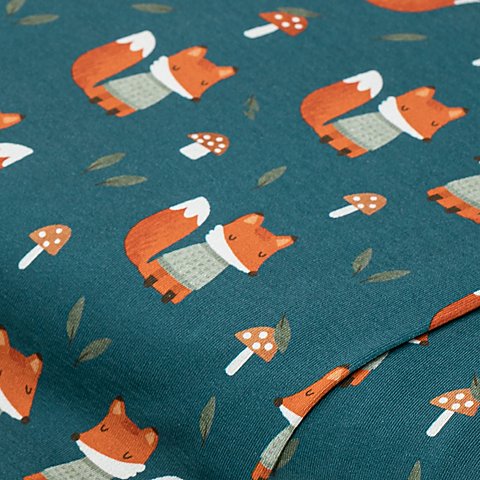 Baumwoll-Jersey-Digitaldruck „Fuchs“ mit Elasthan, petrol-color Baumwoll-Jersey-Digitaldruck „Fuchs“ mit Elasthan, petrol-color von buttinette