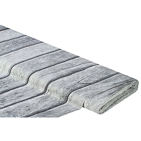 Baumwollstoff-Digitaldruck "Holzwand", Serie Ria, grau von buttinette