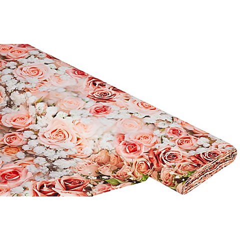 Baumwollstoff-Digitaldruck "Rosen", Serie Ria, rosa-color von buttinette