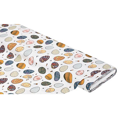 Baumwollstoff-Digitaldruck "Verrückte Eier", Serie Ria, weiß-color von buttinette