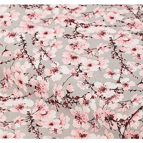 Baumwollstoff Kirschblüte "Mona", hellgrau/rosa Baumwollstoff Kirschblüte "Mona", hellgrau/rosa von buttinette