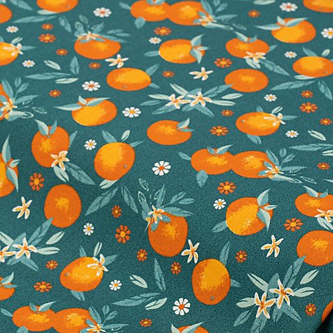 Baumwollstoff Orangen "Mona", petrol-color Baumwollstoff Orangen "Mona", petrol-color von buttinette