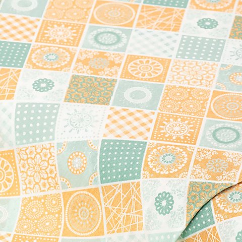 Baumwollstoff Patchwork-Mandala "Mona", mint/peach Baumwollstoff Patchwork-Mandala "Mona", mint/peach von buttinette
