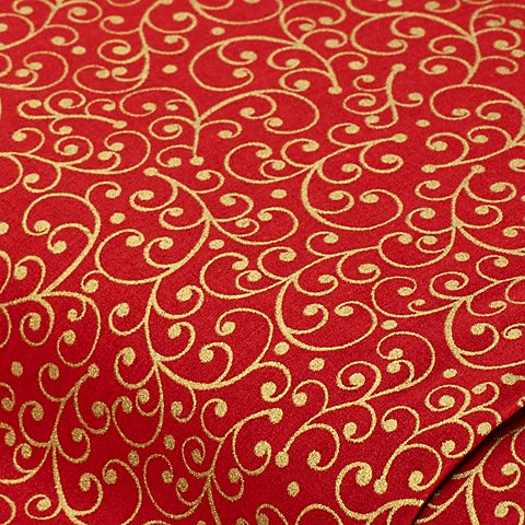Baumwollstoff Ranke "Mona", rot/gold von buttinette