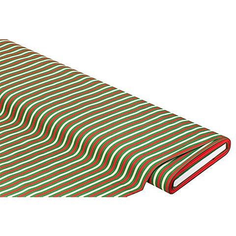 Baumwollstoff Streifen "Mona", grün/rot/beige von buttinette