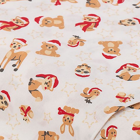 Baumwollstoff Weihnachtliche Tiere "Mona", weiß-color von buttinette