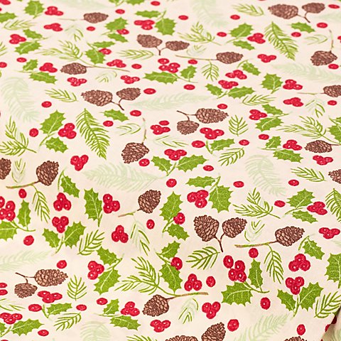 Baumwollstoff Zapfen & Beeren "Mona", natur-color von buttinette