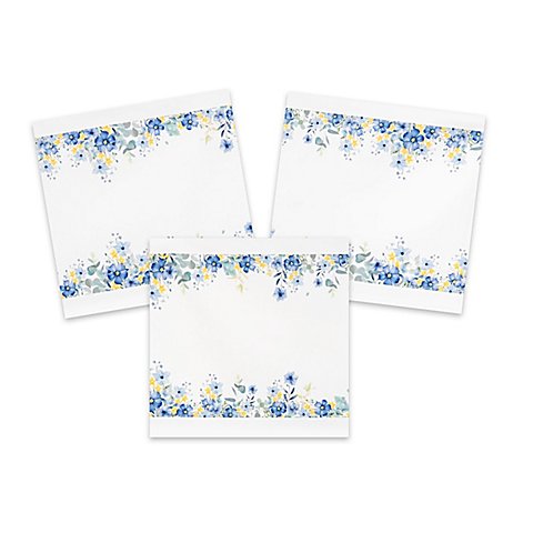 Canvas-Coupon Bordüre "Blaue Blumen", weiß/blau von buttinette