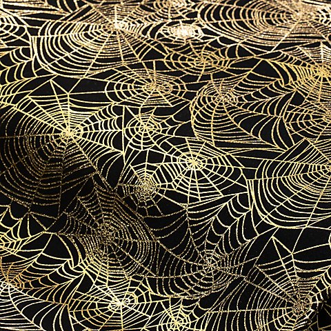 Elastik-Jersey mit Foliendruck "Spinnennetz", schwarz/gold Elastik-Jersey mit Foliendruck "Spinnennetz", schwarz/gold von buttinette
