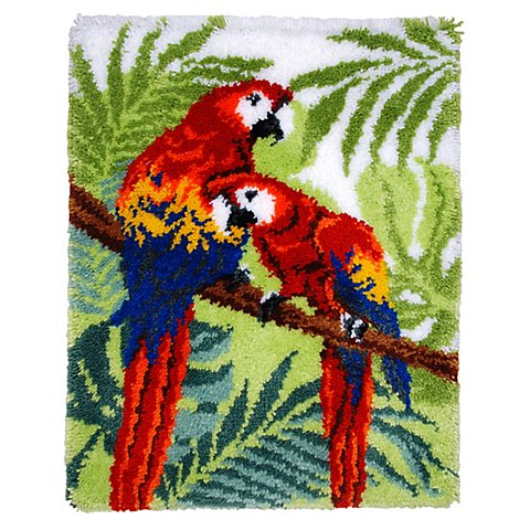 Knüpfteppich "Papageien", 55 x 72 cm von buttinette