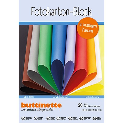 buttinette Fotokarton-Block, bunt, 24 x 34 cm, 20 Blatt von buttinette