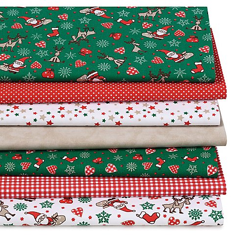 Patchwork- und Quiltpaket "Weihnacht/Rentier", grün/rot von buttinette