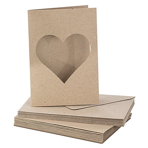 Recycling-Passepartoutkarten, Herz, A6 / C6, 10 Stück Recycling-Passepartoutkarten, Herz, A6 / C6, 10 Stück von buttinette
