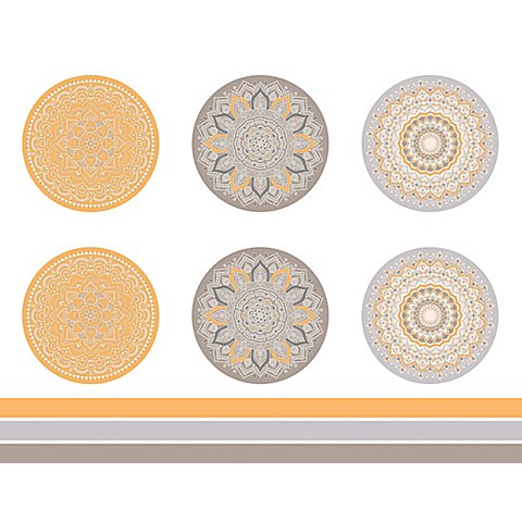 Stoff-Coupon "Mandala", taupe/orange Stoff-Coupon "Mandala", taupe/orange von buttinette
