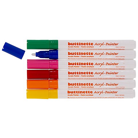 buttinette Acryl-Painter "Grundfarben", Stärke: 2 mm, 6 Stifte von buttinette