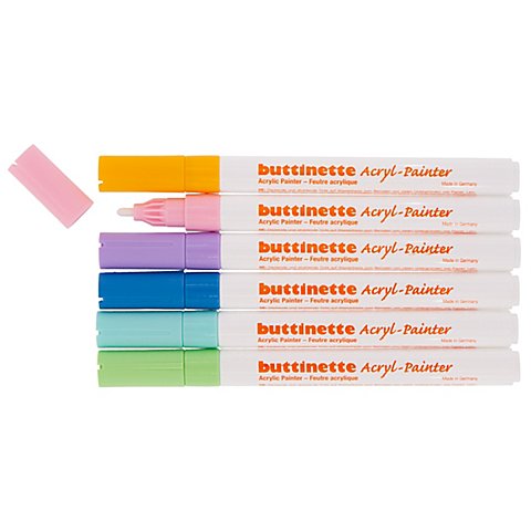 buttinette Acryl-Painter "Pastell", Stärke: 2 mm, 6 Stifte buttinette Acryl-Painter "Pastell", Stärke: 2 mm, 6 Stifte von buttinette