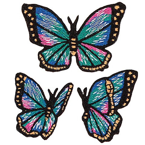 buttinette Applikation "Schmetterling", Größe: 3,9–6 cm, Inhalt: 3 Stück von buttinette