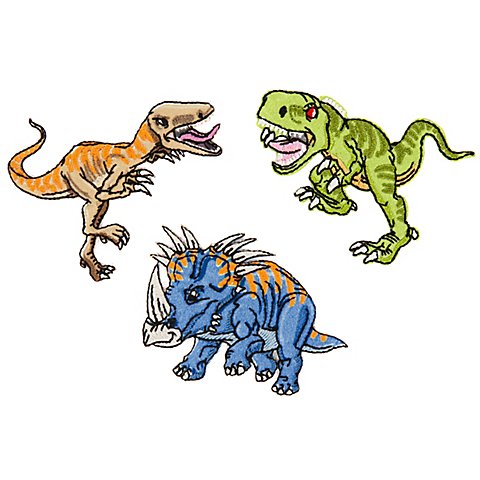 buttinette Applikationen "Dinosaurier", Größe: 5–7 cm, Inhalt: 3 Stück von buttinette