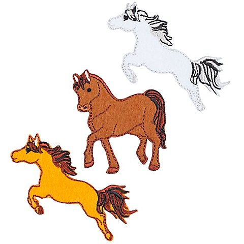 buttinette Applikationen "Pferde", Größe: 4 - 7,2 cm, Inhalt: 3 Stück von buttinette
