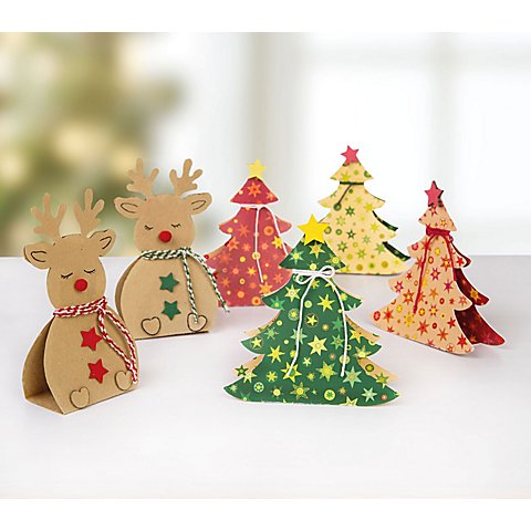 buttinette Bastel-Set "Tannenbaum & Rentier", 6 Stück - Vorlagen bereits vorgedruckt buttinette Bastel-Set "Tannenbaum & Rentier", 6 Stück - Vorlagen bereits vorgedruckt von buttinette