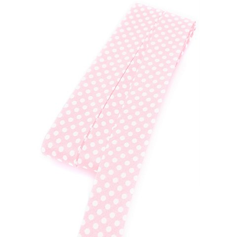 buttinette Baumwoll-Schrägband "Punkte", rosa-weiß, Breite: 2 cm, 5 m von buttinette