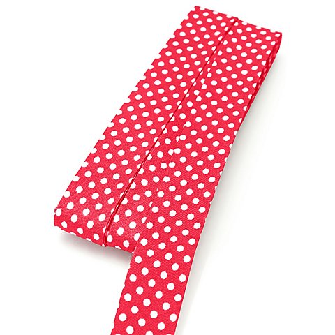 buttinette Baumwoll-Schrägband "Punkte", rot-weiß, Breite: 2 cm, 5 m von buttinette