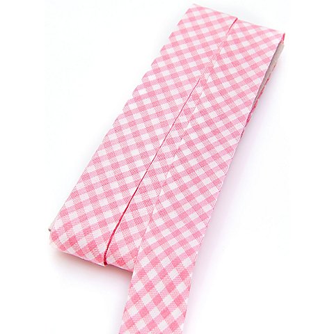 buttinette Baumwoll-Schrägband "Vichykaro", rosa-weiß, Breite: 2 cm, 5 m von buttinette