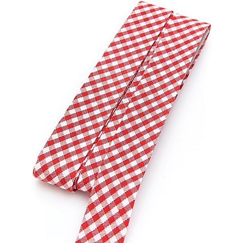 buttinette Baumwoll-Schrägband "Vichykaro", rot-weiß, Breite: 2 cm, 5 m von buttinette