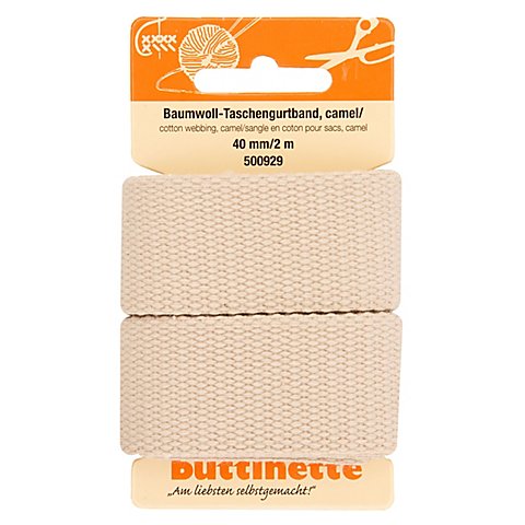 buttinette Baumwoll-Taschengurtband, beige, Breite: 4 cm, Länge: 2 m buttinette Baumwoll-Taschengurtband, beige, Breite: 4 cm, Länge: 2 m von buttinette