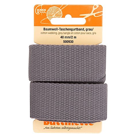 buttinette Baumwoll-Taschengurtband, grau, Breite: 4 cm, Länge: 2 m buttinette Baumwoll-Taschengurtband, grau, Breite: 4 cm, Länge: 2 m von buttinette