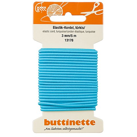 buttinette Elastik-Kordel, türkis, Stärke: 3 mm, Länge: 5 m von buttinette