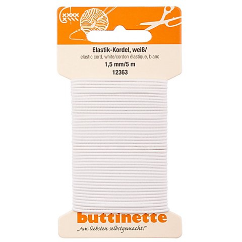 buttinette Elastik-Kordel, weiß, Stärke: 1,5 mm, Länge: 5 m von buttinette