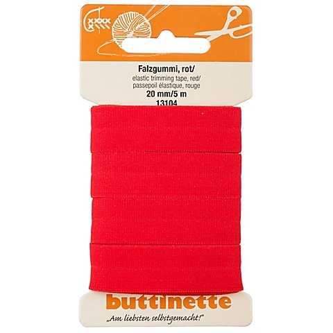 buttinette Falzgummi, rot, Breite: 2 cm, 5 m von buttinette