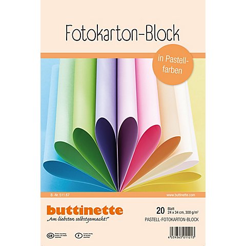 buttinette Fotokarton-Block, Pastellfarben, 24 x 34 cm, 20 Blatt buttinette Fotokarton-Block, Pastellfarben, 24 x 34 cm, 20 Blatt von buttinette