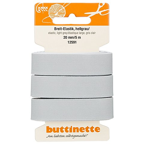 buttinette Gummiband "Breit-Elastik", hellgrau, Breite: 20 mm, Länge: 5 m von buttinette