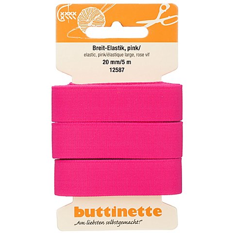 buttinette Gummiband "Breit-Elastik", pink, Breite: 20 mm, Länge: 5 m von buttinette