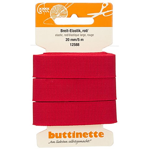 buttinette Gummiband "Breit-Elastik", rot, Breite: 20 mm, Länge: 5 m von buttinette