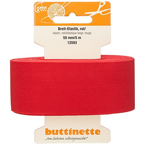 buttinette Gummiband "Breit-Elastik", rot, Breite: 50 mm, Länge: 5 m von buttinette