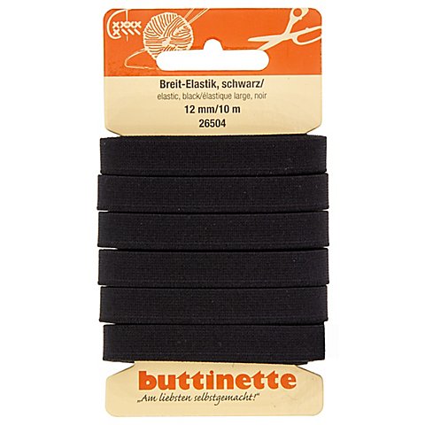 buttinette Gummiband "Standard-Elastik", schwarz, Breite: 12 mm, Länge: 10 m buttinette Gummiband "Standard-Elastik", schwarz, Breite: 12 mm, Länge: 10 m von buttinette