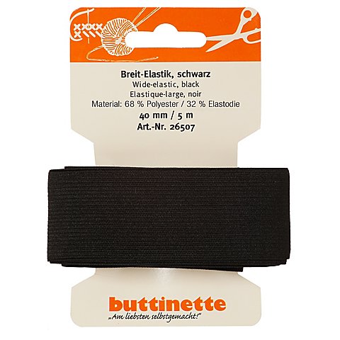buttinette Gummiband "Breit-Elastik", schwarz, Breite: 40 mm, Länge: 5 m von buttinette