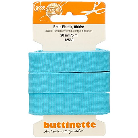 buttinette Gummiband "Breit-Elastik", türkis, Breite: 20 mm, Länge: 5 m von buttinette