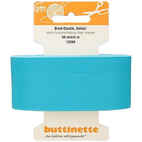 buttinette Gummiband "Breit-Elastik", türkis, Breite: 50 mm, Länge: 5 m von buttinette