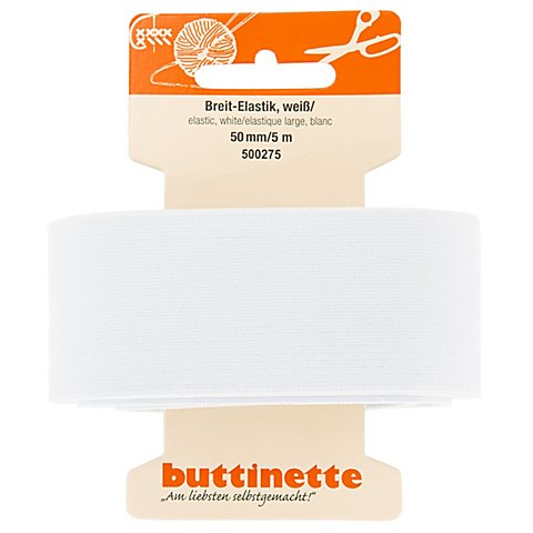 buttinette Gummiband "Breit-Elastik", weiß, Breite: 50 mm, Länge: 5 m von buttinette