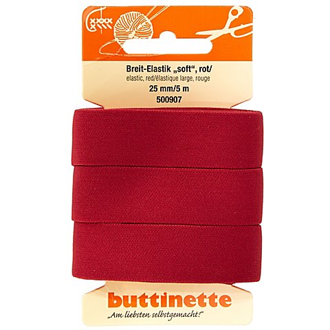 buttinette Soft-Gummiband "Breit-Elastik", rot, Breite: 25 mm, Länge: 5 m buttinette Soft-Gummiband "Breit-Elastik", rot, Breite: 25 mm, Länge: 5 m von buttinette