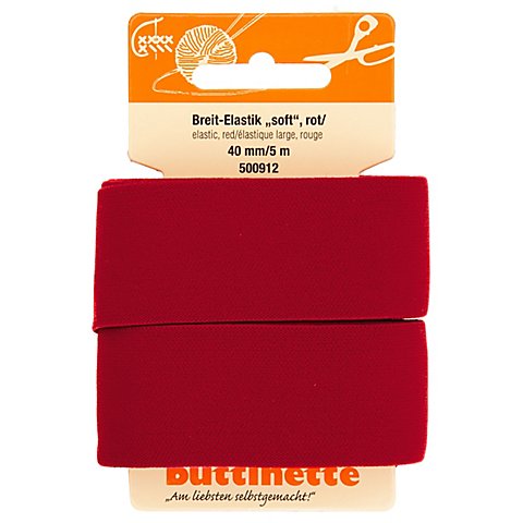 buttinette Soft-Gummiband "Breit-Elastik", rot, Breite: 40 mm, Länge: 5 m buttinette Soft-Gummiband "Breit-Elastik", rot, Breite: 40 mm, Länge: 5 m von buttinette