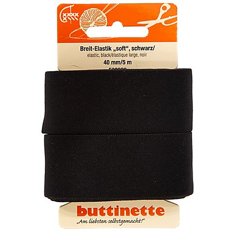 buttinette Soft-Gummiband "Breit-Elastik", schwarz, Breite: 40 mm, Länge: 5 m buttinette Soft-Gummiband "Breit-Elastik", schwarz, Breite: 40 mm, Länge: 5 m von buttinette